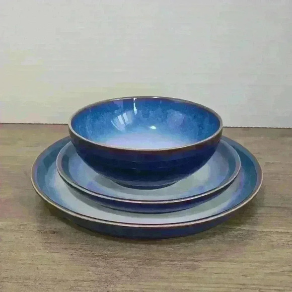 Denby Blue Haze Plate Setting  includes bowl, dinner plate and dessert plate - Picture 1 of 7